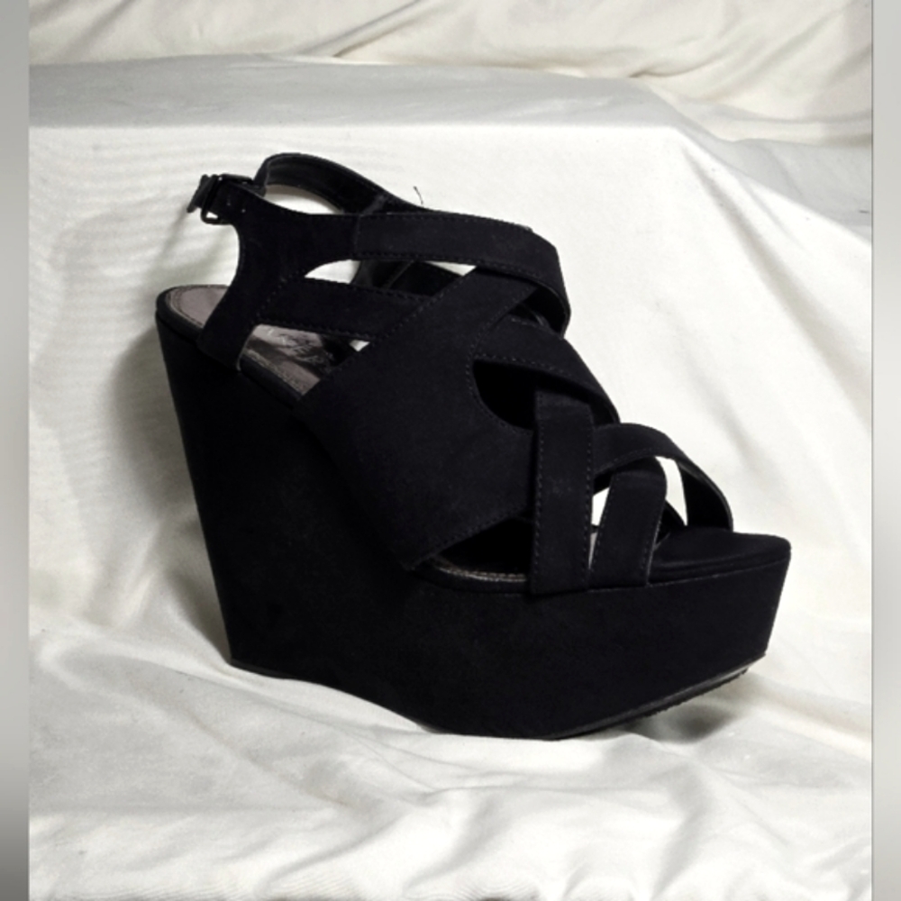 Bakers Black Wedge Sandals